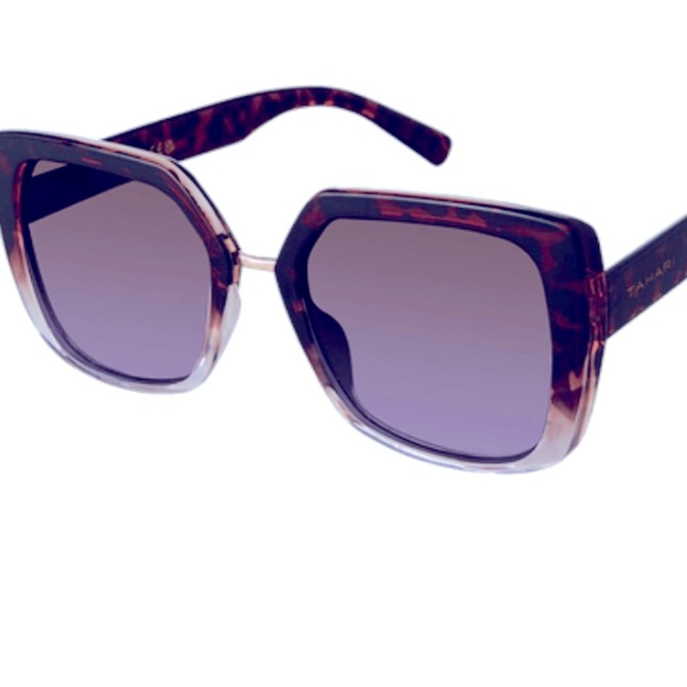 Tahari Metal Bridge Tortoise Geometric Sunglasses